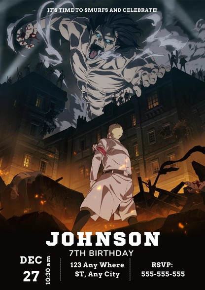 Attack on Titan Birthday Invitation Template - CreativeRino