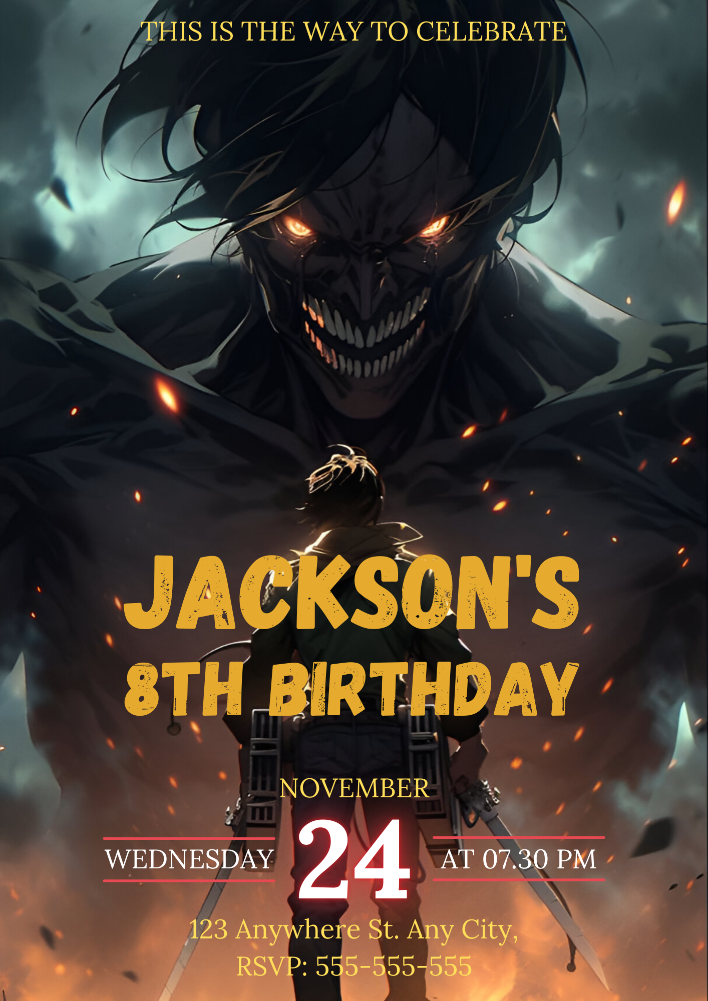 Attack on Titan Birthday Invitation Template - CreativeRino