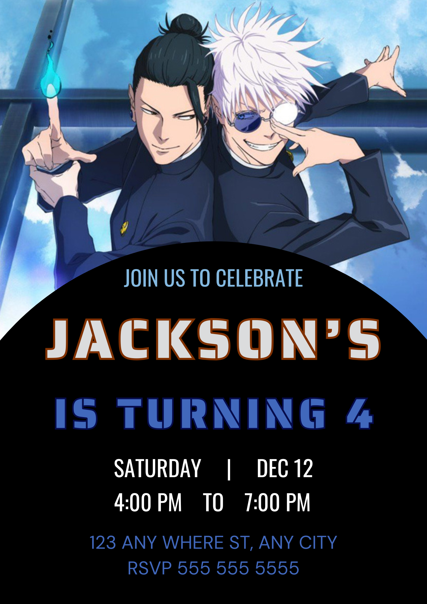 Jujutsu Kaisen Birthday Invitation Template - CreativeRino