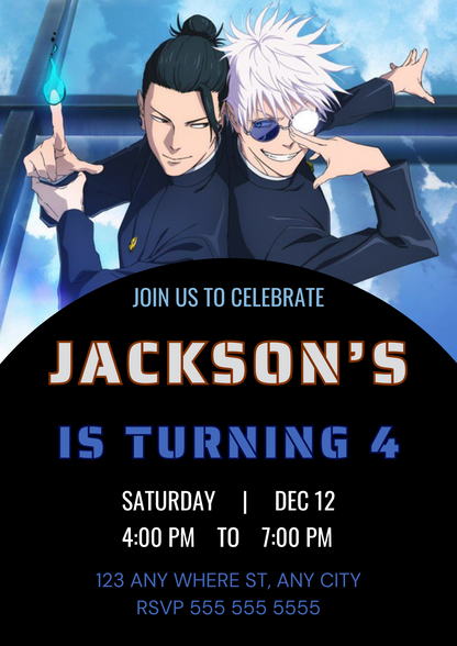 Jujutsu Kaisen Birthday Invitation Template - CreativeRino