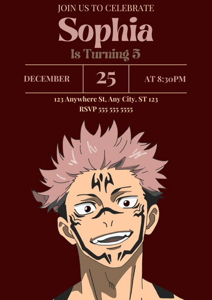 Jujutsu Kaisen Birthday Invitation Template - CreativeRino