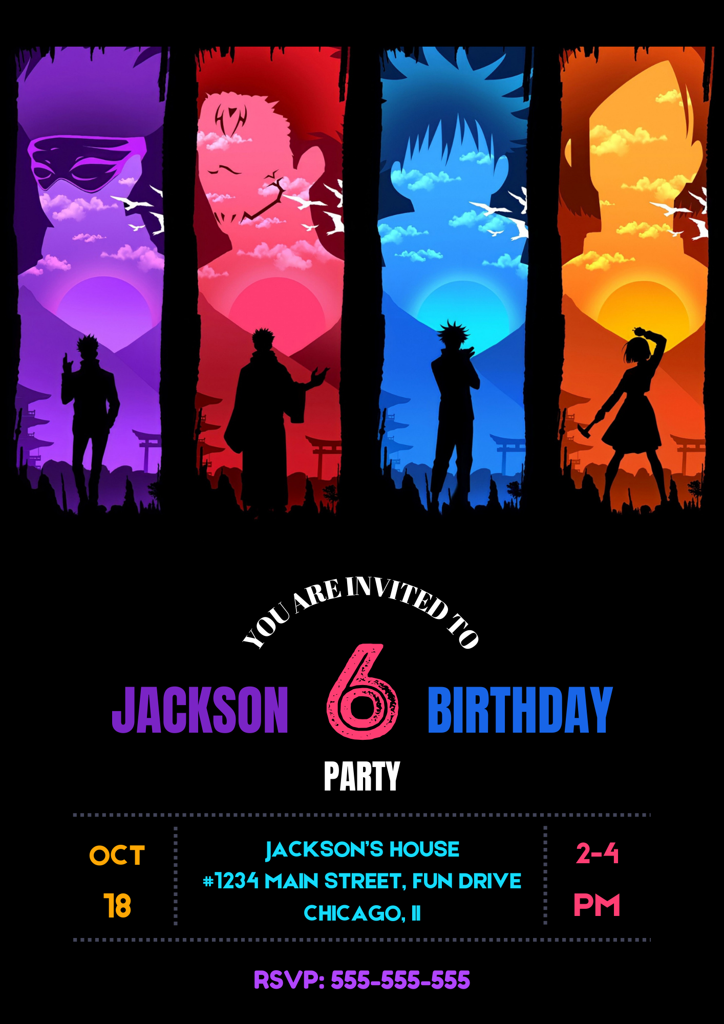 Jujutsu Kaisen Birthday Invitation Template - CreativeRino