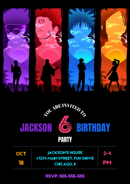 Jujutsu Kaisen Birthday Invitation Template - CreativeRino