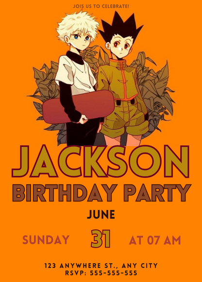 Hunter x Hunter Birthday Invitation Template - CreativeRino