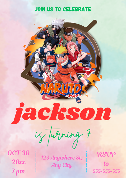 Naruto Birthday Invitation Template - CreativeRino