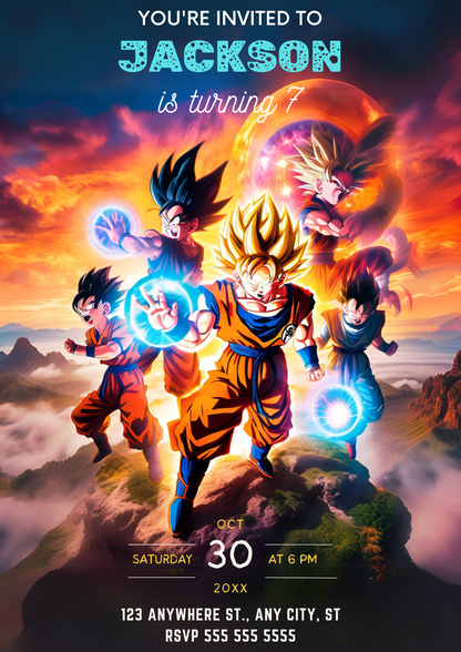 Dragonball Z Birthday Invitation Template - CreativeRino