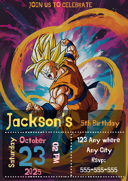 Dragonball Z Birthday Invitation Template - CreativeRino