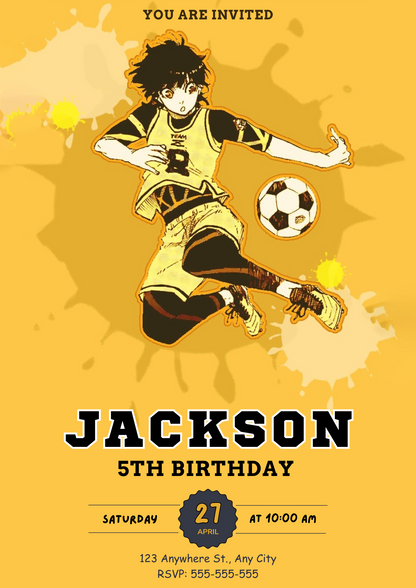 Blue Lock Birthday Invitation Template - CreativeRino