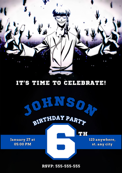 Blue Lock Birthday Invitation Template - CreativeRino