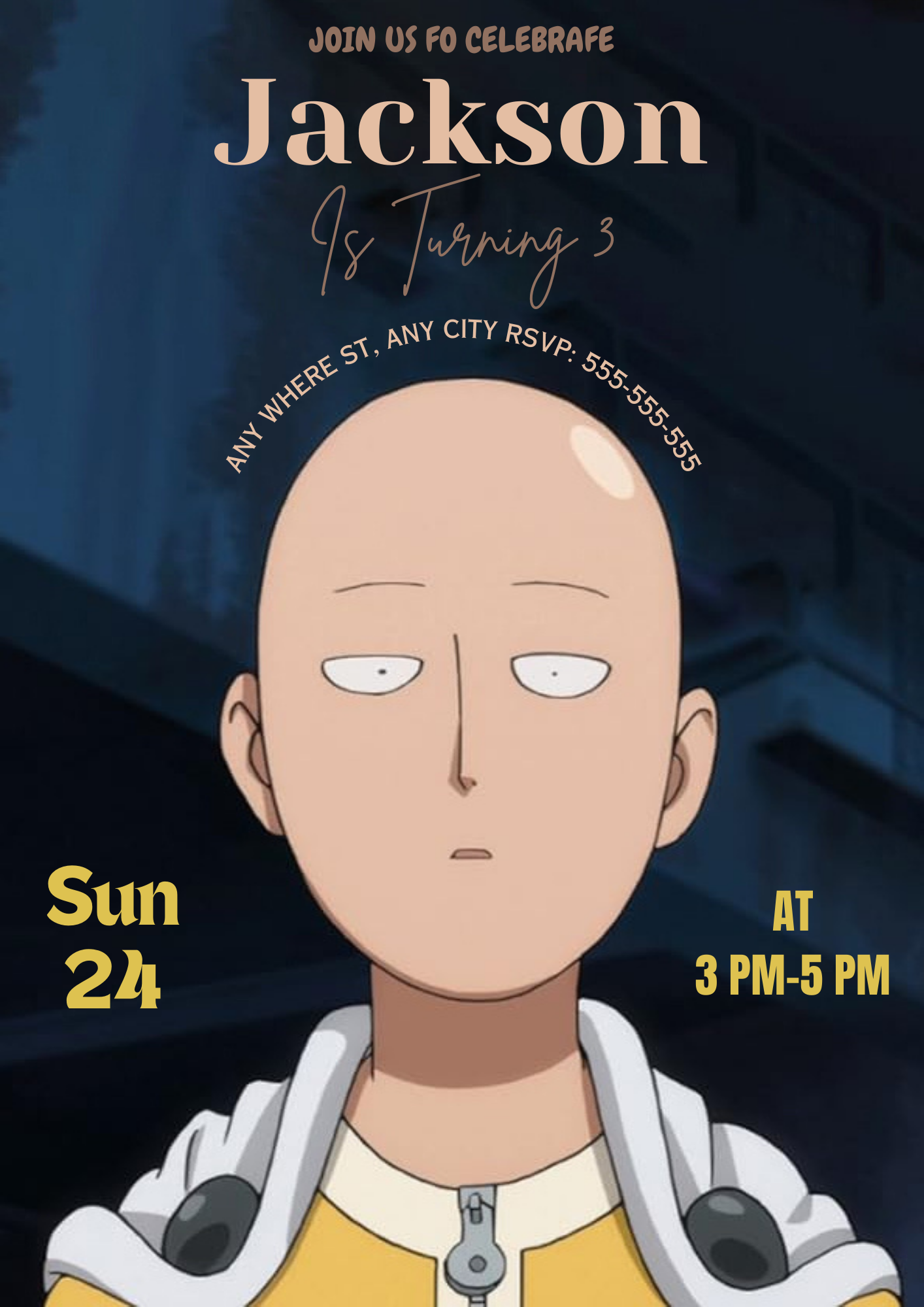 One Punch Man Birthday Invitation Template - CreativeRino