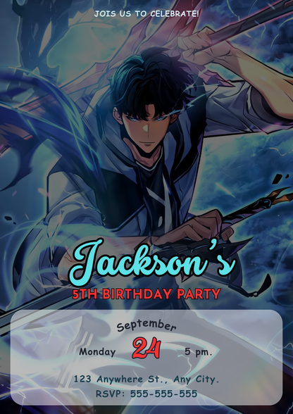Solo Leveling Birthday Invitation Template - CreativeRino