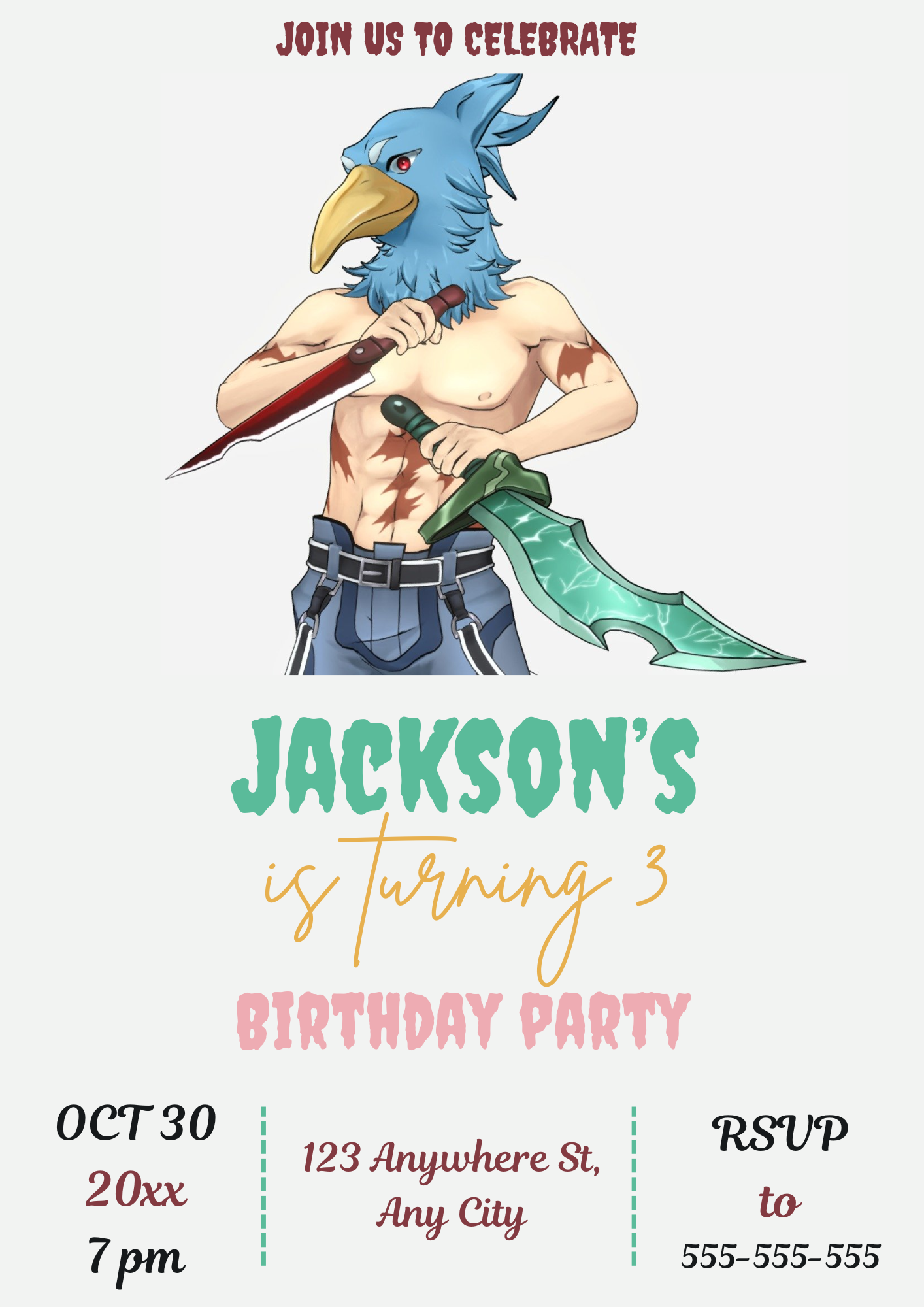 Shangri La Frontier Birthday Invitation Template