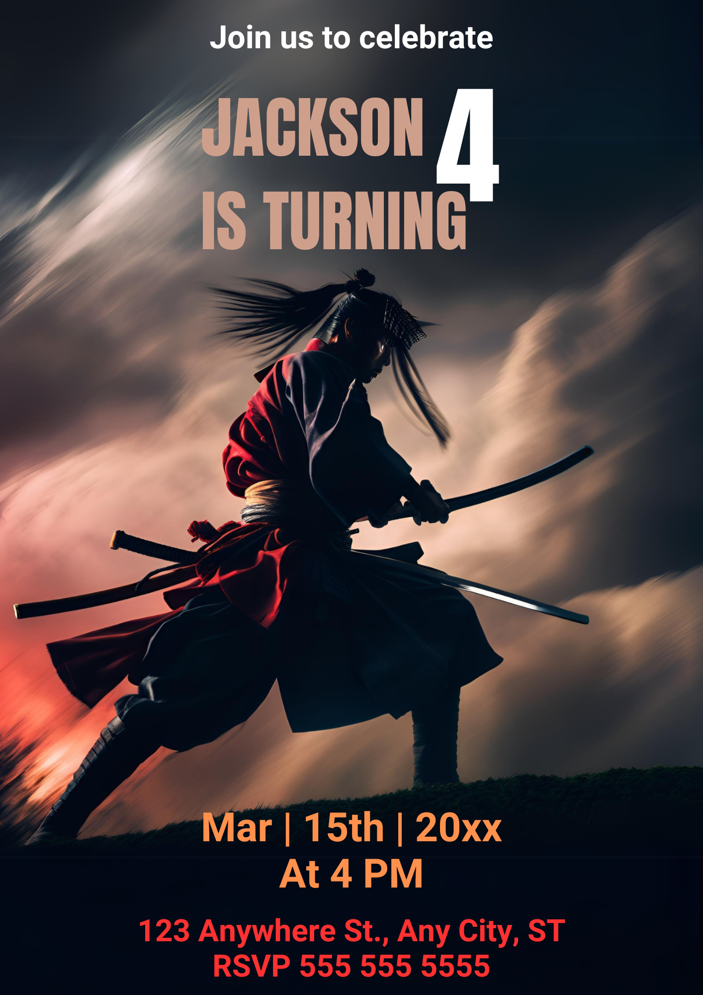 Rurouni Kenshin Birthday Invitation Template - CreativeRino