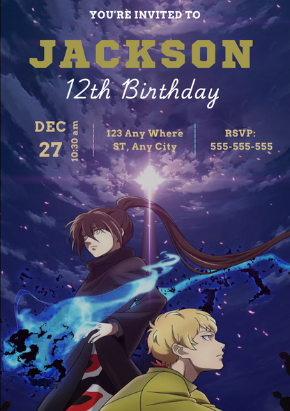 Tower Of God Birthday Invitation Template - CreativeRino