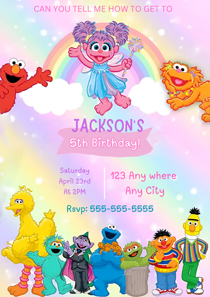 Sesame Street Birthday Invitation Template - CreativeRino