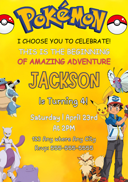 Pokemon Birthday Invitation Template - CreativeRino