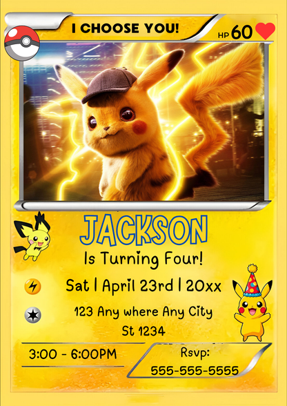 Pokemon Card Birthday Invitation Template - CreativeRino