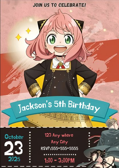 Spy × Family Birthday Invitation Template - CreativeRino