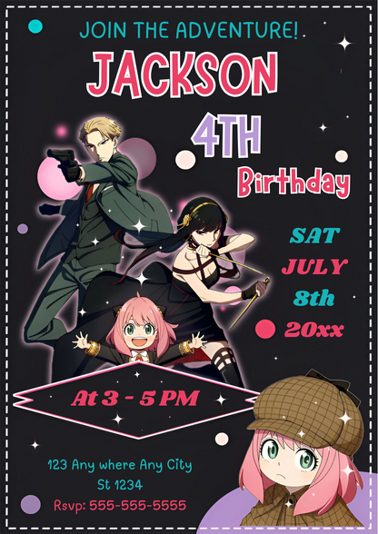 Spy × Family Birthday Invitation Template - CreativeRino