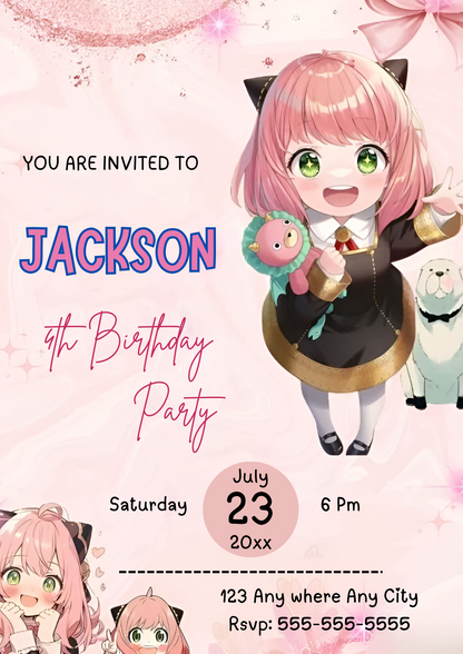Spy × Family Birthday Invitation Template - CreativeRino