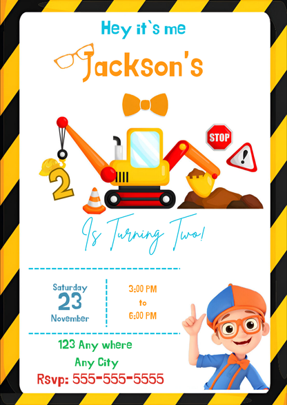 Blippi  Birthday Invitation Template - CreativeRino