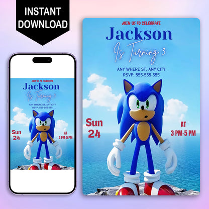 Sonic Birthday Invitation Template - CreativeRino