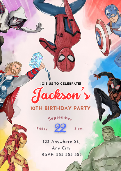 Avengers Secret Wars Birthday Invitation Template - CreativeRino