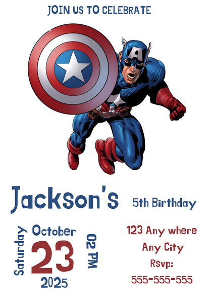 Captain America Birthday Invitation Template - CreativeRino