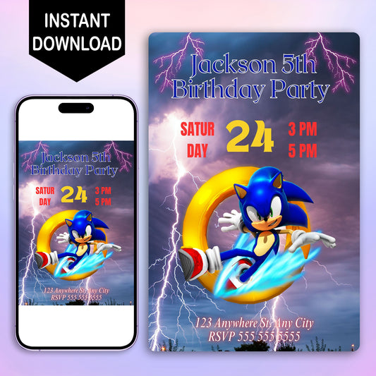 Sonic the Hedgehog Birthday Invitation Template - CreativeRino