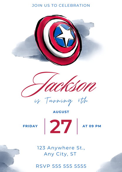 Captain America Birthday Invitation Template - CreativeRino