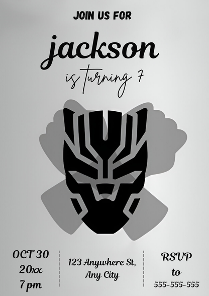 Black Panther Birthday Invitation Template - CreativeRino