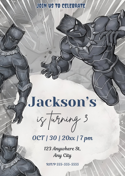 Black Panther Birthday Invitation Template - CreativeRino