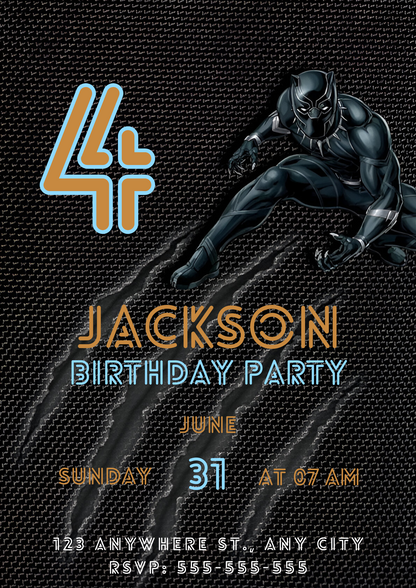 Black Panther Birthday Invitation Template - CreativeRino