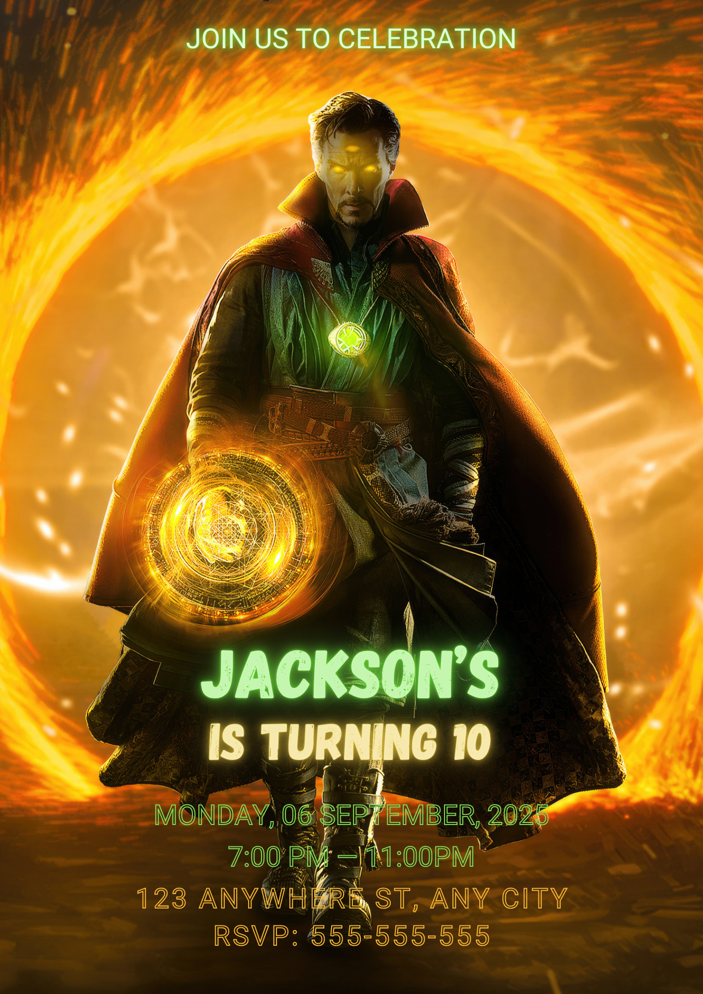 Doctor Strange Birthday Invitation Template - CreativeRino