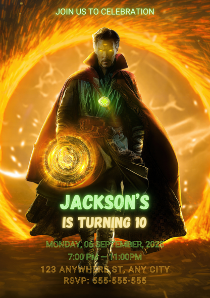 Doctor Strange Birthday Invitation Template - CreativeRino