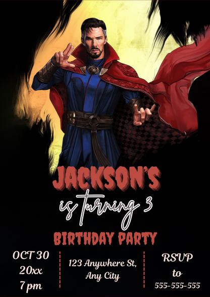 Doctor Strange Birthday Invitation Template - CreativeRino