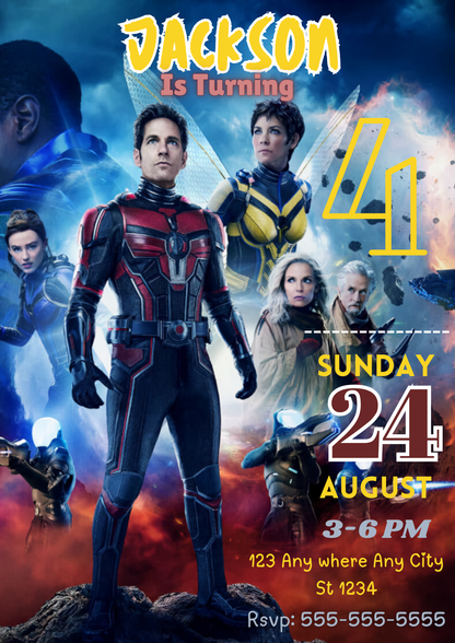 Ant Man Birthday Invitation Template - CreativeRino