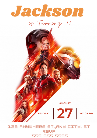 Ant Man Birthday Invitation Template - CreativeRino