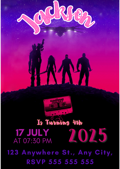 Guardians of the Galaxy Birthday Invitation Template - CreativeRino