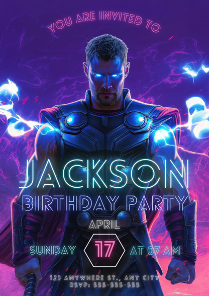 Thor Birthday Invitation Template - CreativeRino