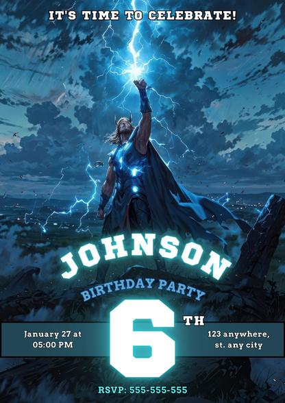 Thor Birthday Invitation Template - CreativeRino