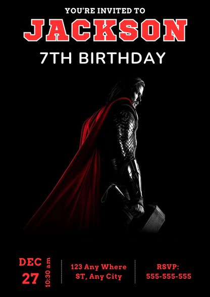 Thor Birthday Invitation Template - CreativeRino