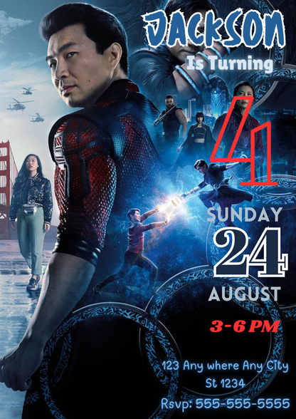 Shang-Chi and The Legend of The Ten Rings Birthday Invitation Template - CreativeRino