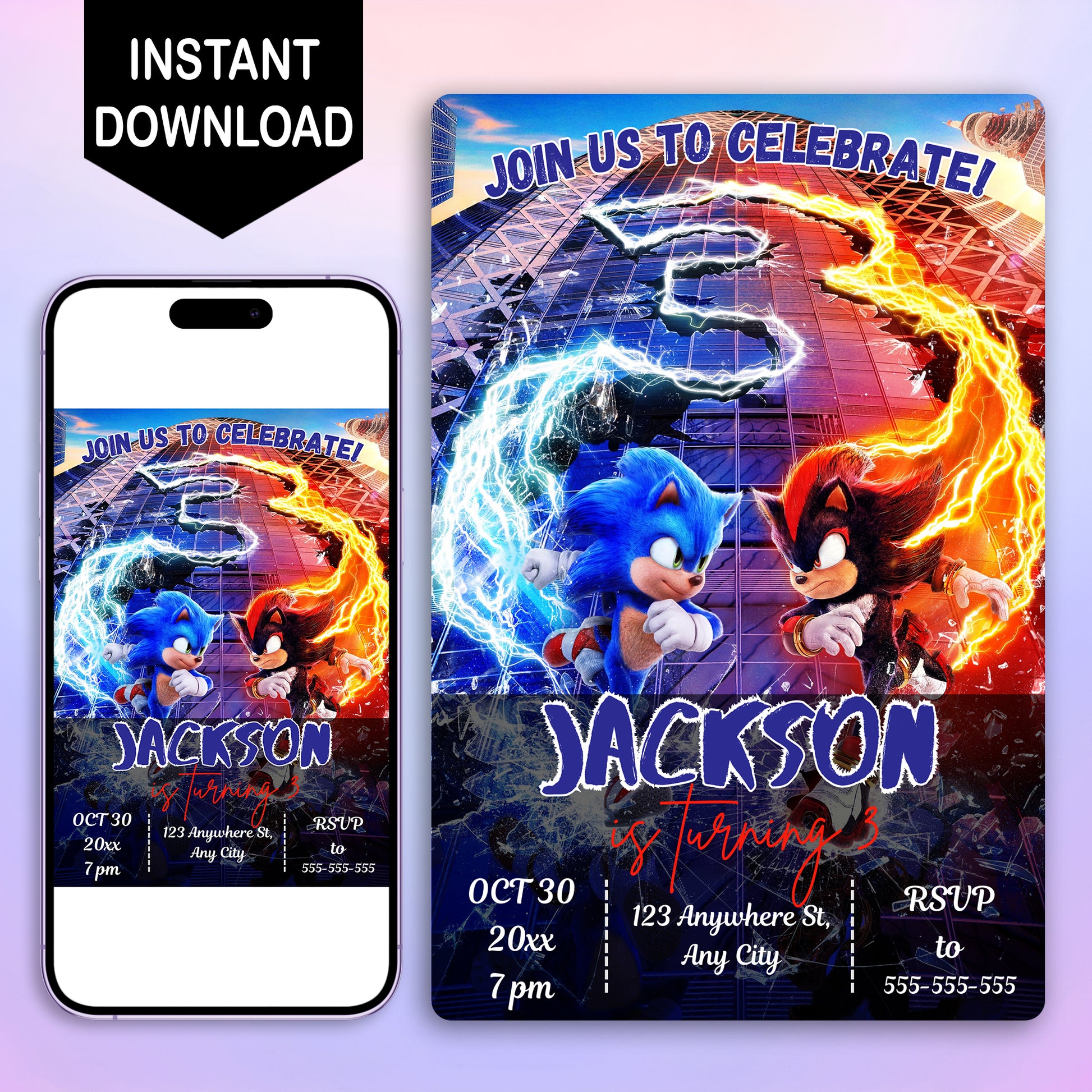 Sonic the Hedgehog Birthday Invitation Template - CreativeRino