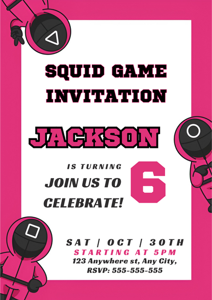 Squid Game Birthday Invitation Template - CreativeRino