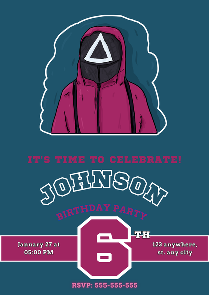 Squid Game Birthday Invitation Template - CreativeRino