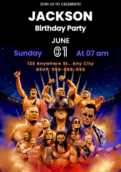 WWE Birthday Invitation Template - CreativeRino