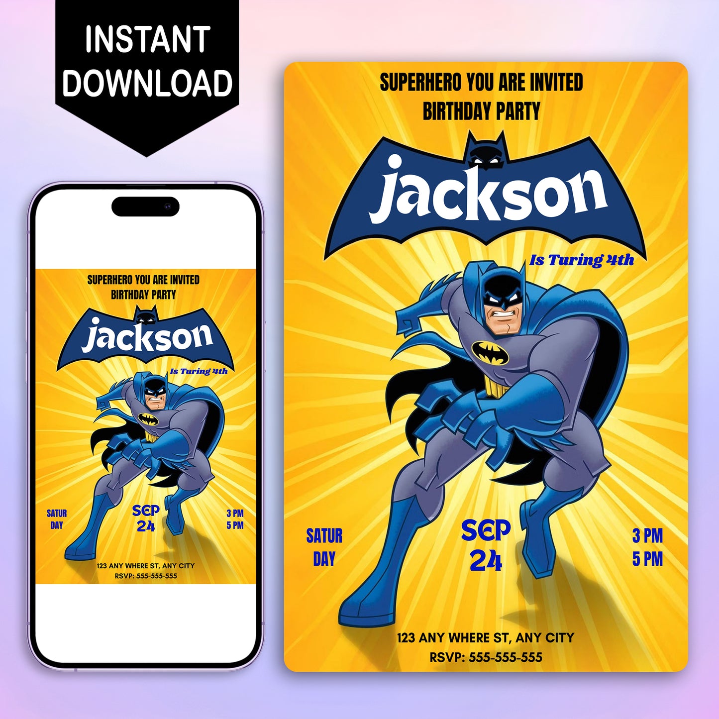 Batman Birthday Invitation Template - CreativeRino
