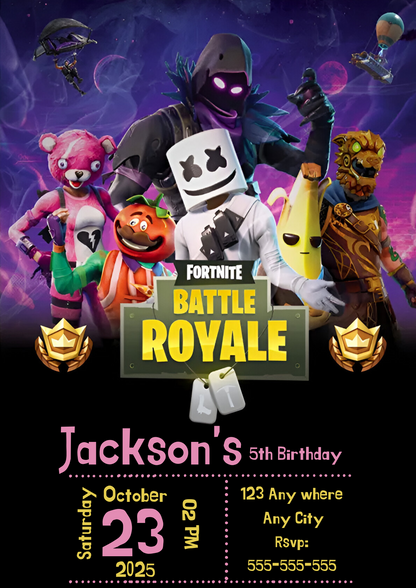 Fortnite Birthday Invitation Template - CreativeRino