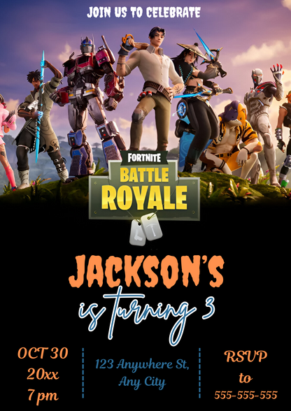 Fortnite Birthday Invitation Template - CreativeRino